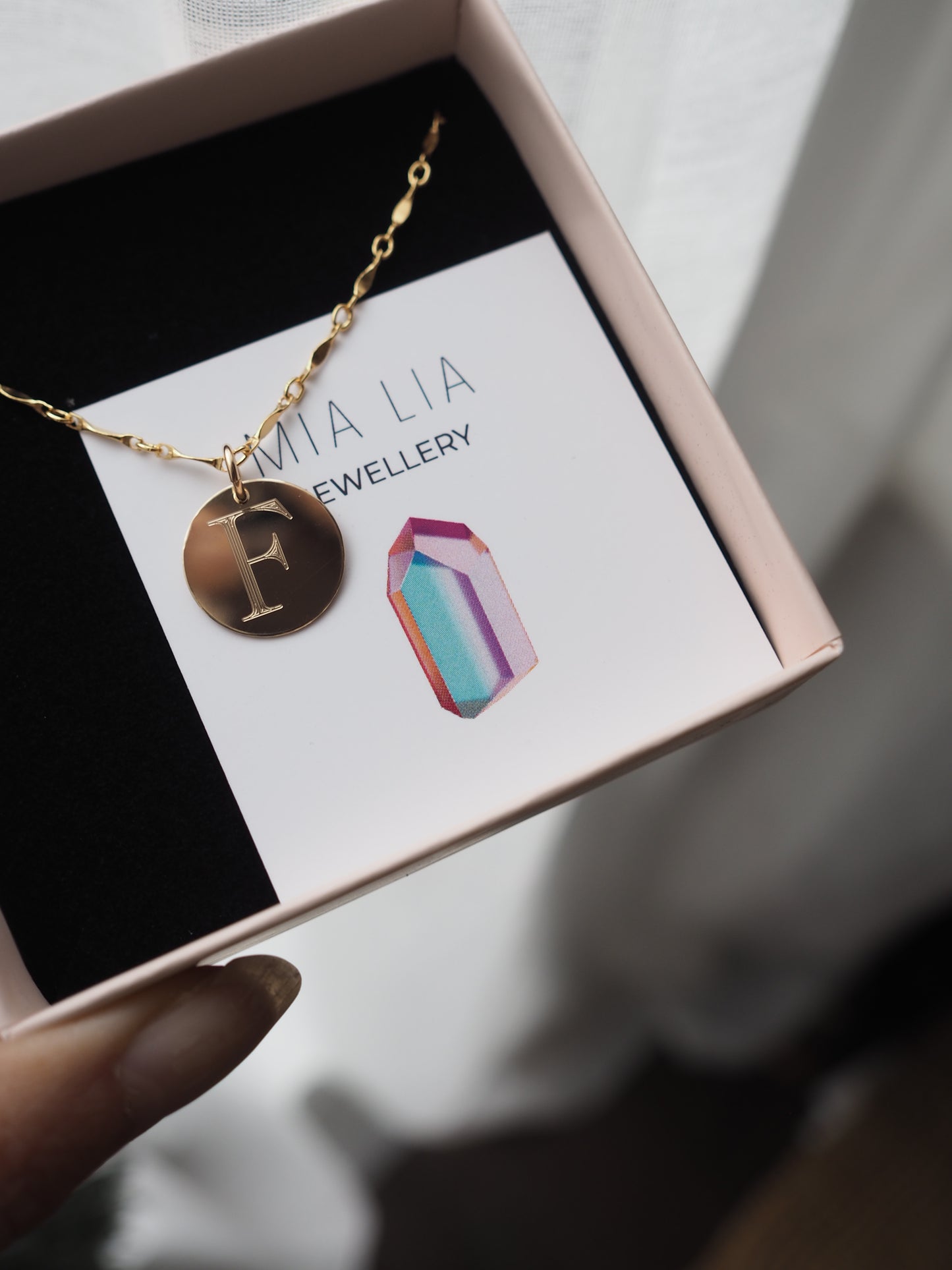 Mia ~ Engraved Initial Disc Necklace