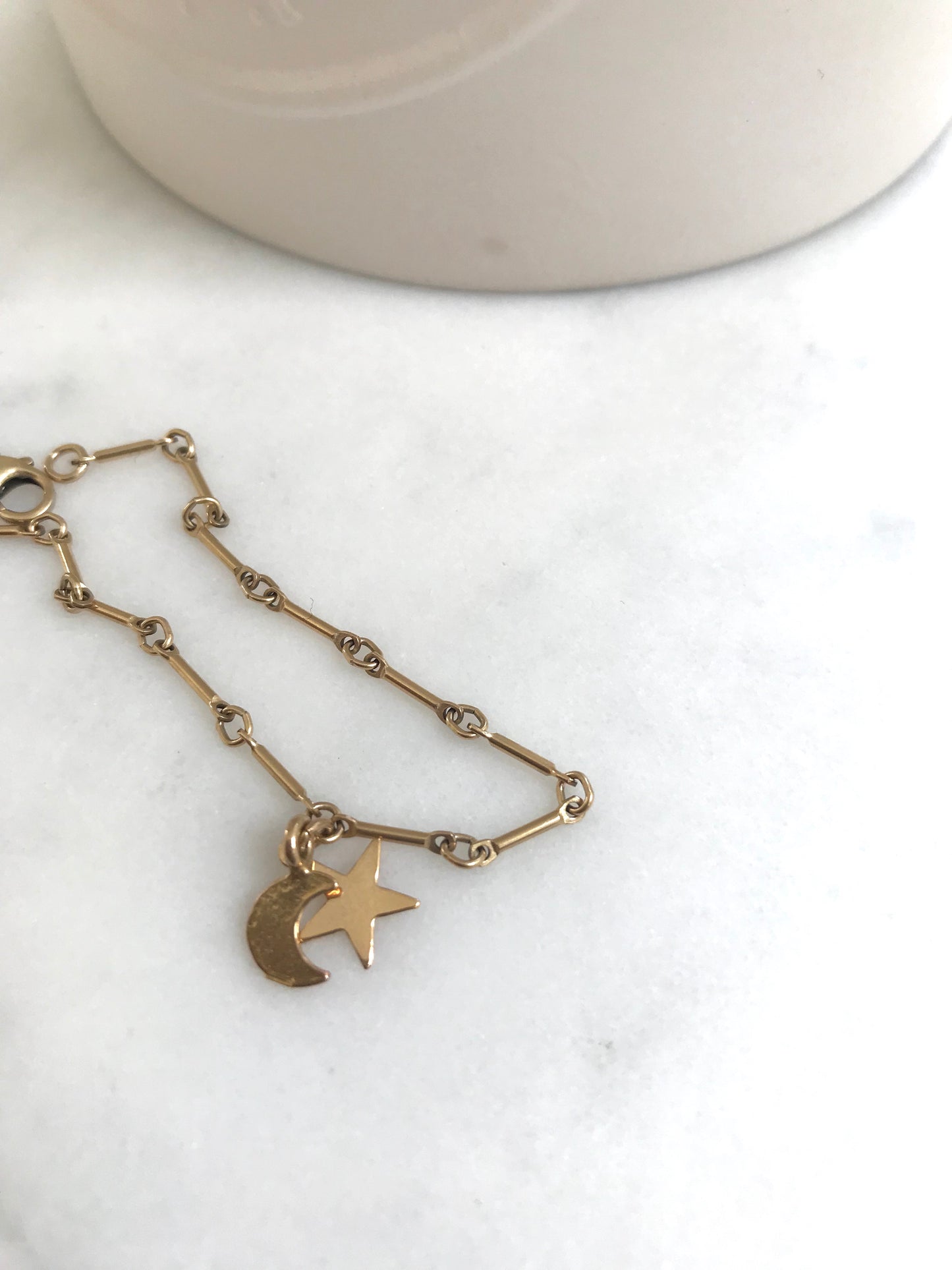 Moon and Star Bar Link Bracelet