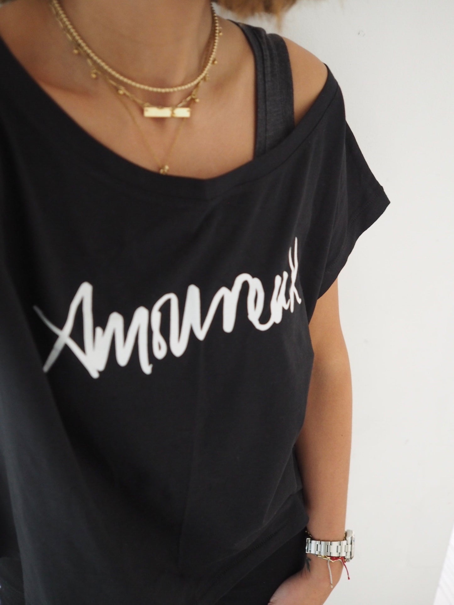 Grey Amoureux Open Neck Tee