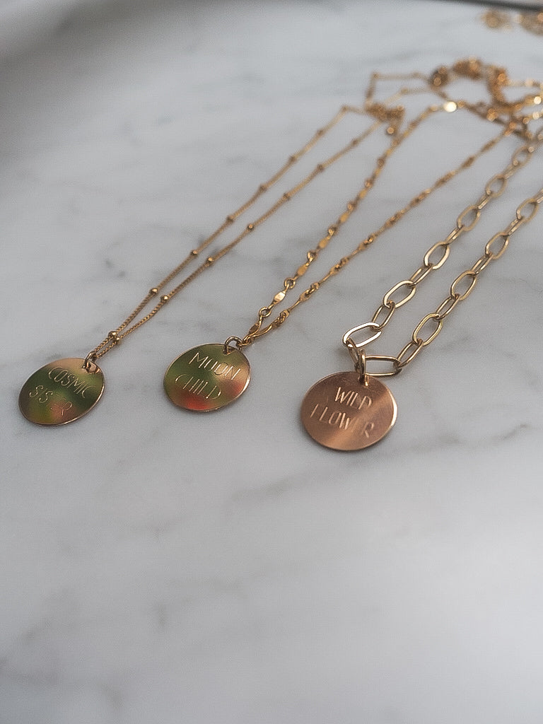 Engraved Personalised Disc Necklace