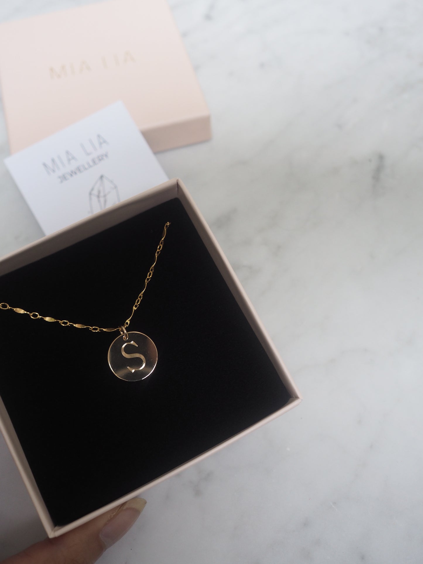 Mia ~ Engraved Initial Disc Necklace