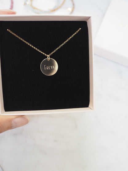 Engraved Personalised Disc Necklace