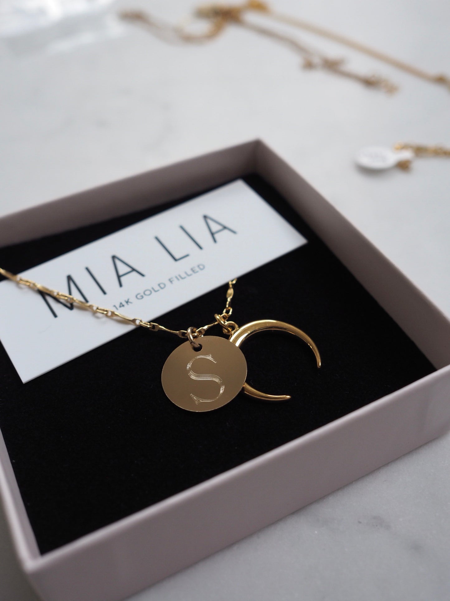 Mia ~ Engraved Initial Disc Necklace