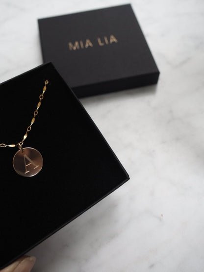Mia ~ Engraved Initial Disc Necklace